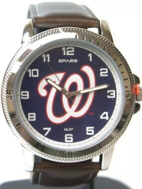 Washington Nationals Watch Classic Sports Men's Brown Leather Sparo MLB Merch